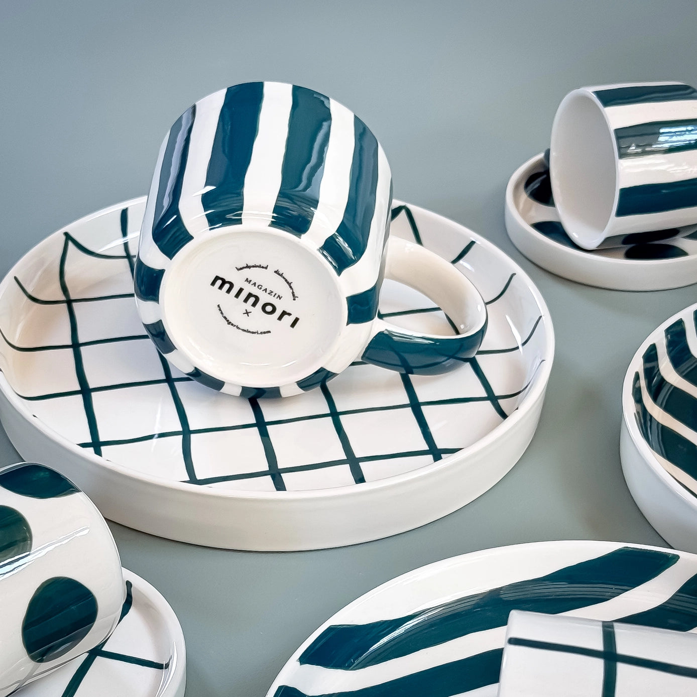 ESPRESSO CUPS - GREEN STRIPE