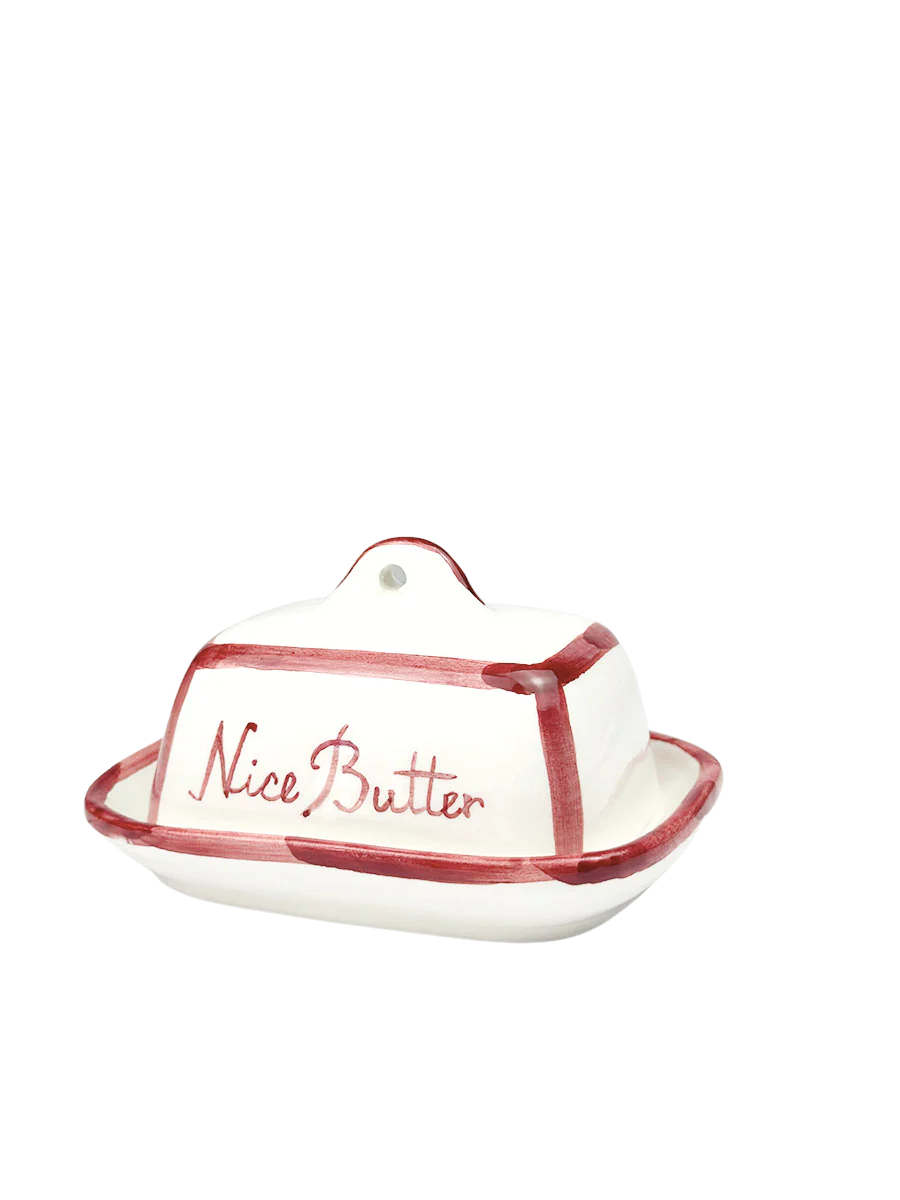 "NICE BUTT-ER" BUTTER DISH (Red)