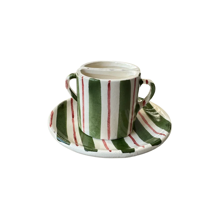 TÊTE A TÊTE CUP SET - Green & Burgundy