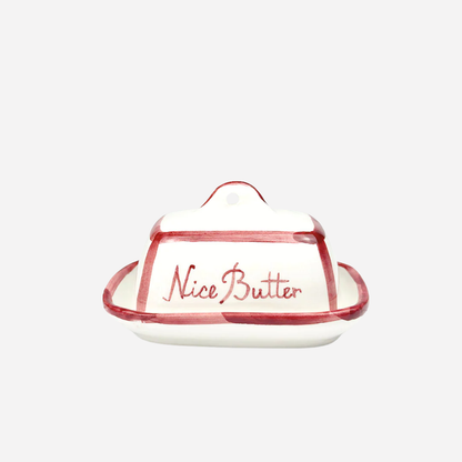 "NICE BUTT-ER" BUTTER DISH (Red)
