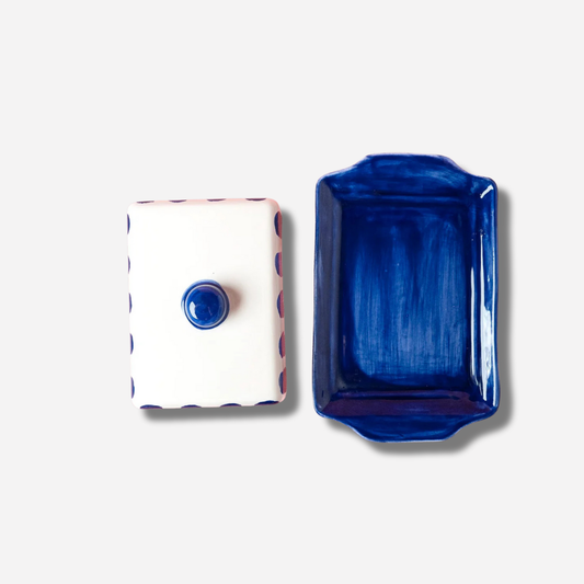CERAMIC BUTTER DISH BLUE