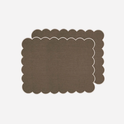 MOCHA SCALLOPED LINEN PLACEMATS