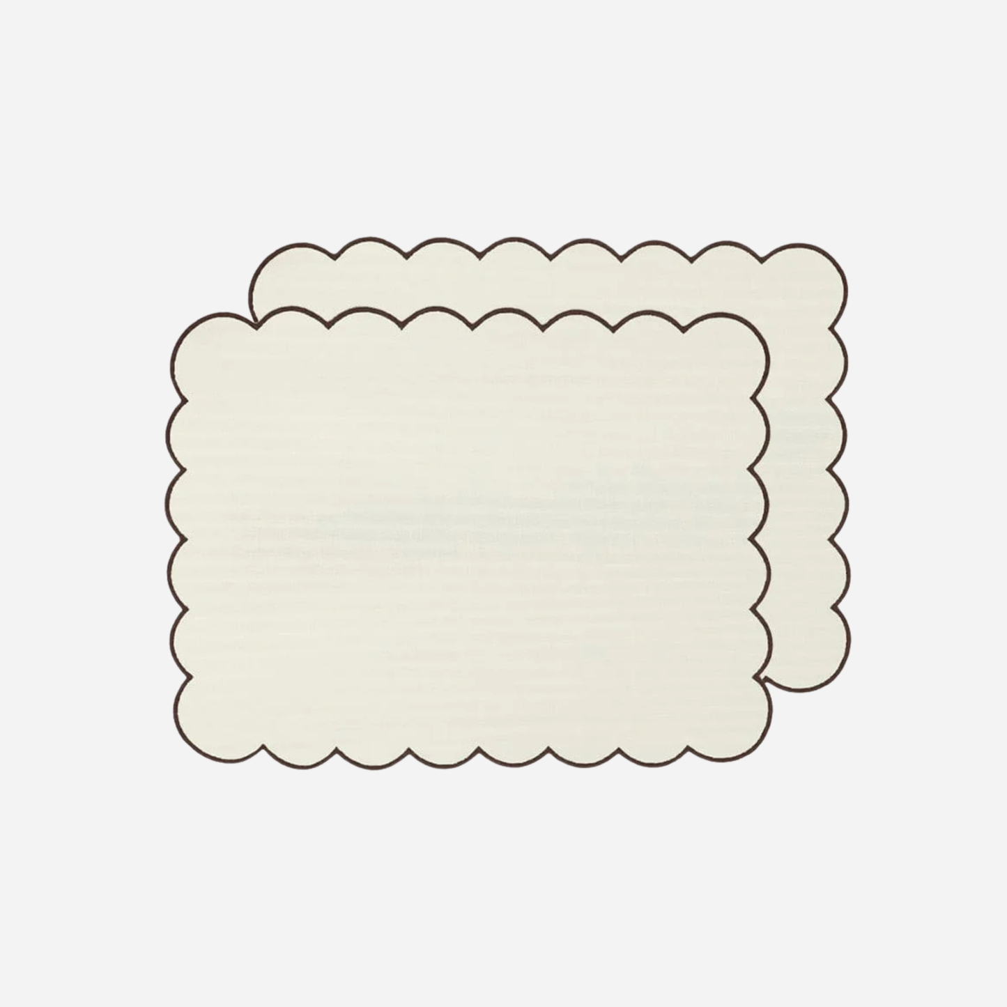 SCALLOPED LINEN PLACEMATS - OFF-WHITE/ CHOCOLATE