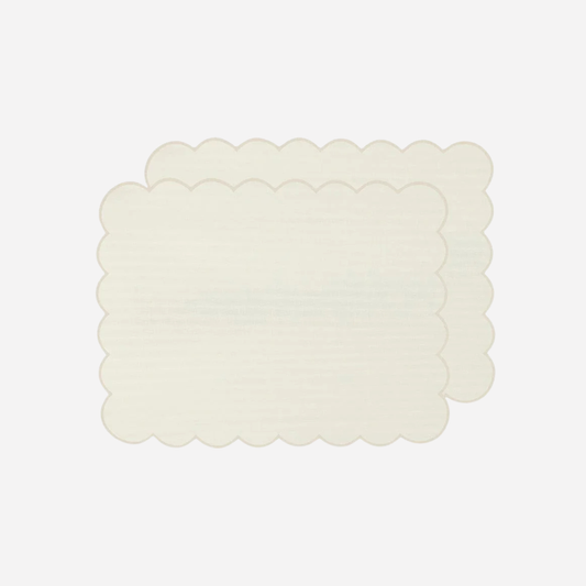 OFF-WHITE SCALLOPED LINEN PLACEMATS