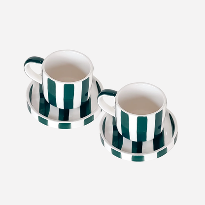 ESPRESSO CUPS - GREEN STRIPE