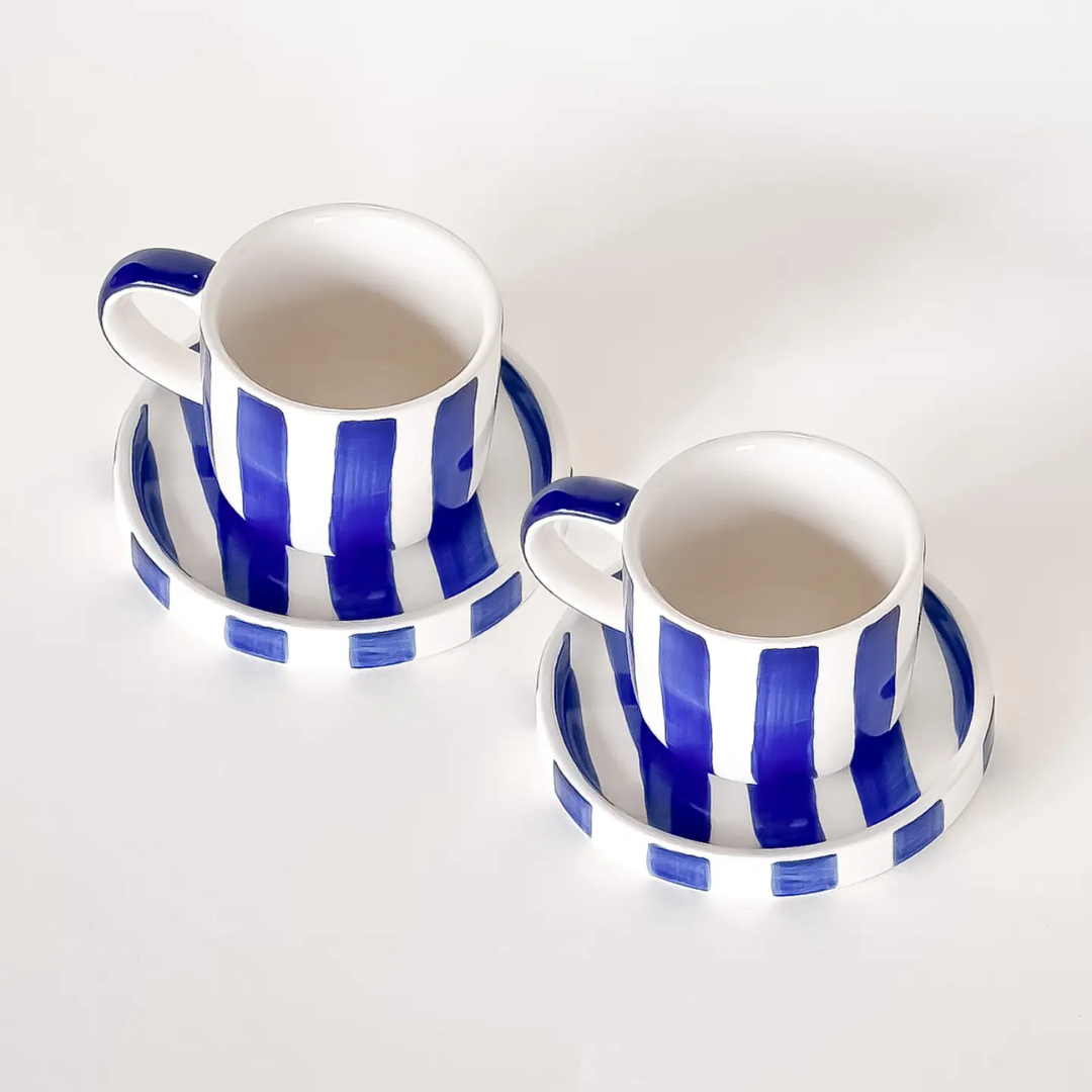 ESPRESSO CUPS - BLUE STRIPE