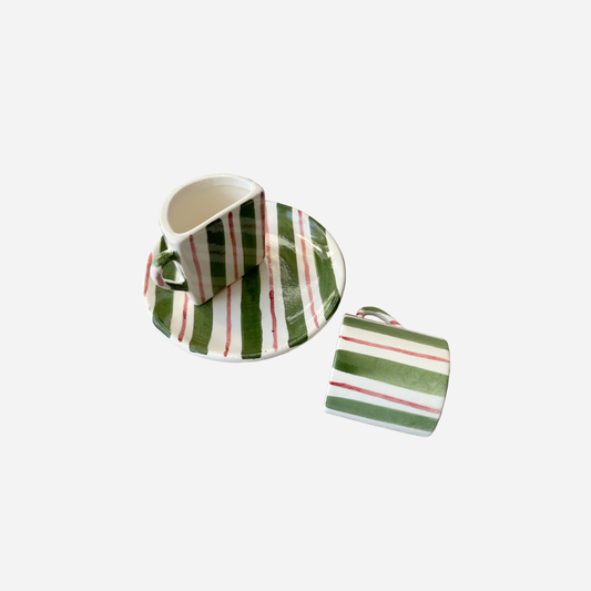 TÊTE A TÊTE CUP SET - Green & Burgundy