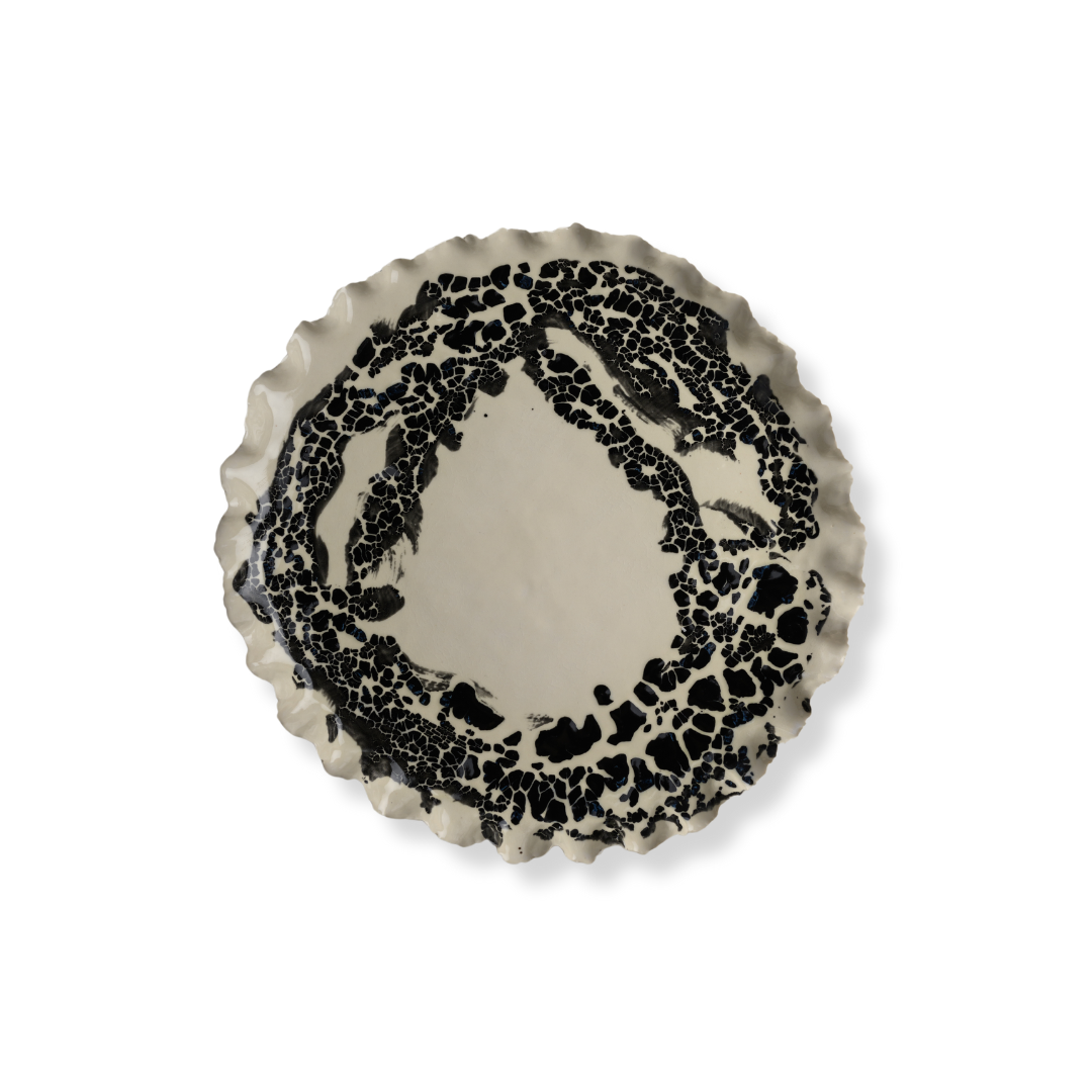 ENTERTAINING TRAY - CREAM WITH BLACK TERAZZO GLAZE