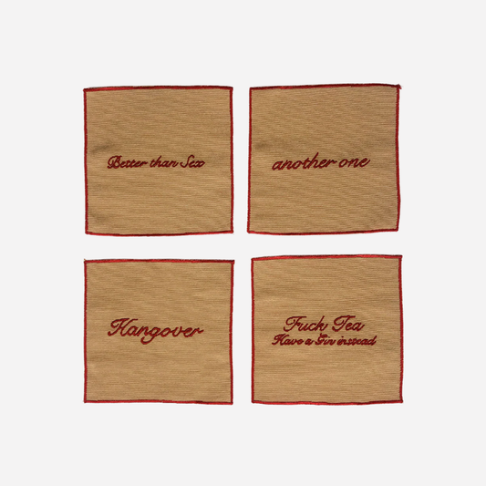 COCKTAIL NAPKINS (Beige & Red)