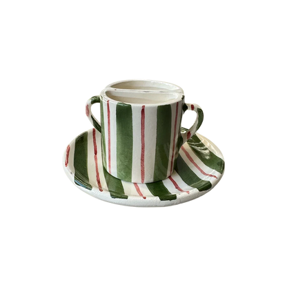TÊTE A TÊTE CUP SET - Green & Burgundy