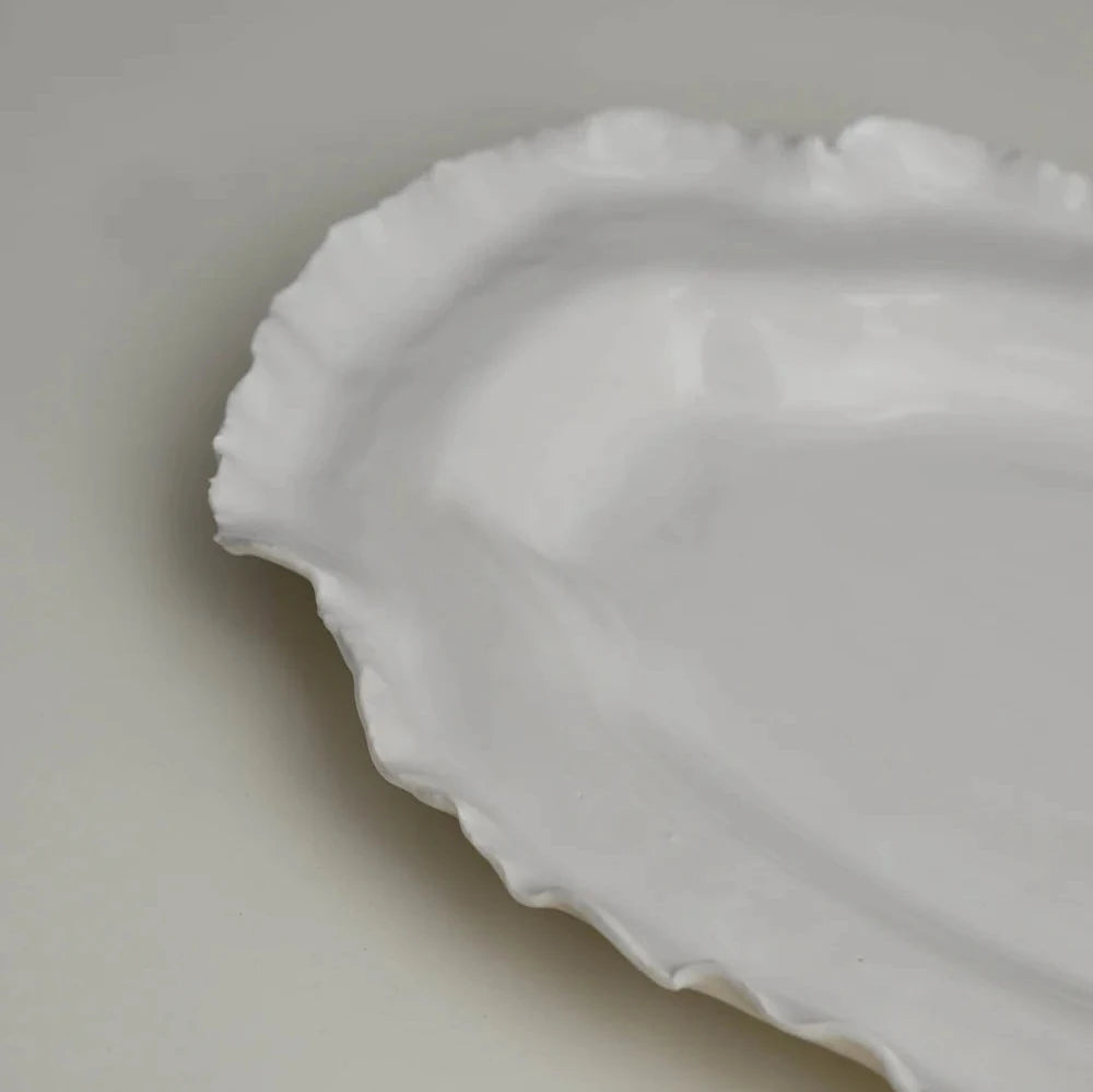 SUNKEN SERVING TRAY - WHITE FROST