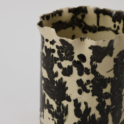 TORN CYLINDER VASE - CREAM WITH BLACK TERAZZO